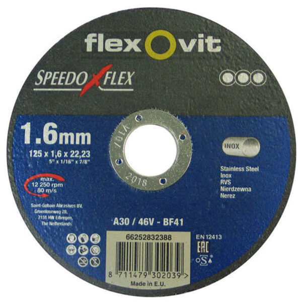 Flexovit Speedoflex vágókorong 125x1,6x22,2mm, BF41, fém-inox - Image 2