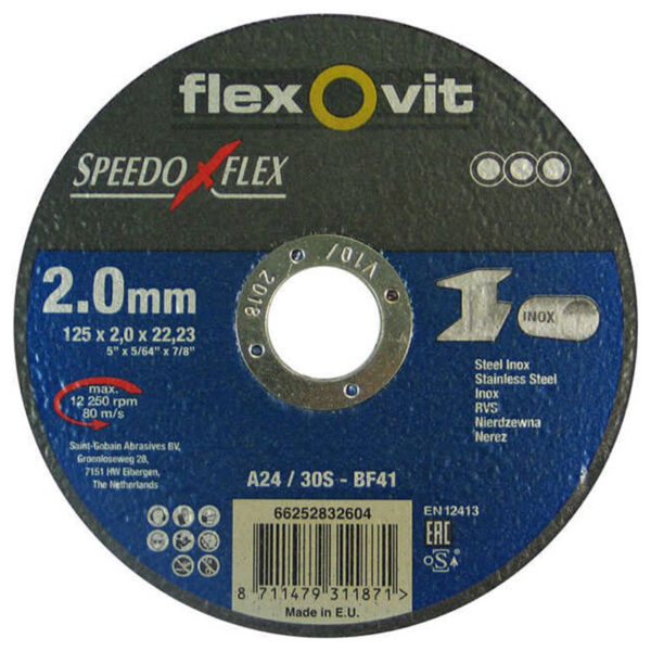 Flexovit Speedoflex vágókorong 125x2,0x22,2mm, BF41, fém-inox - Image 2