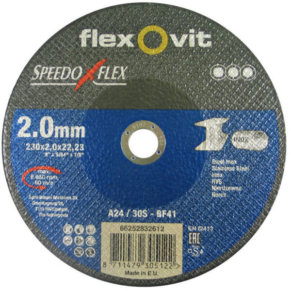 Flexovit Speedoflex vágókorong 230x2,0x22,2mm, BF41, fém-inox - Image 2