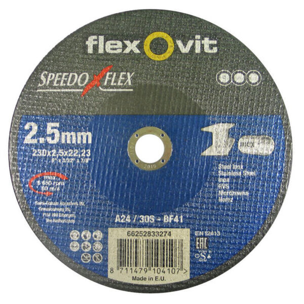 Flexovit Speedoflex vágókorong 230x2,5x22,2mm, BF41, fém-inox