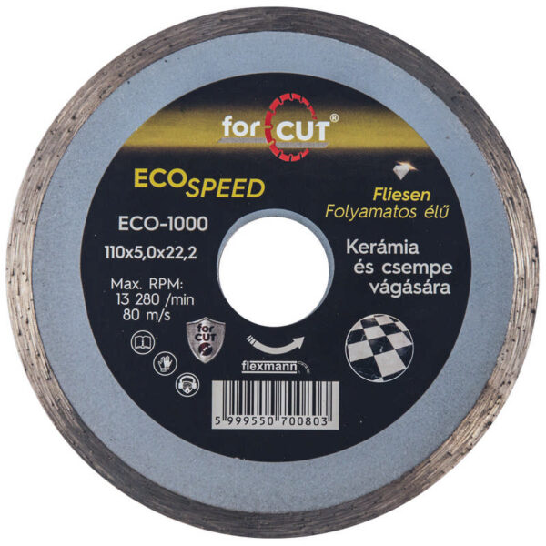 Flexmann For Cut gyémánttárcsa ECO 110x1,6x5x22,2mm folyamatos élű, kerámia, csempe