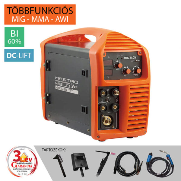 Mastroweld hegesztő inverter 180A, 230V, max 5kg dob, DC Lift (Evolution) MIG-180 MI