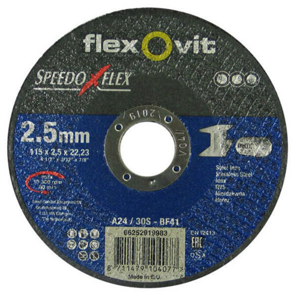 Flexovit Speedoflex vágókorong 115x2,5x22,2mm, BF41, fém-inox - Image 2