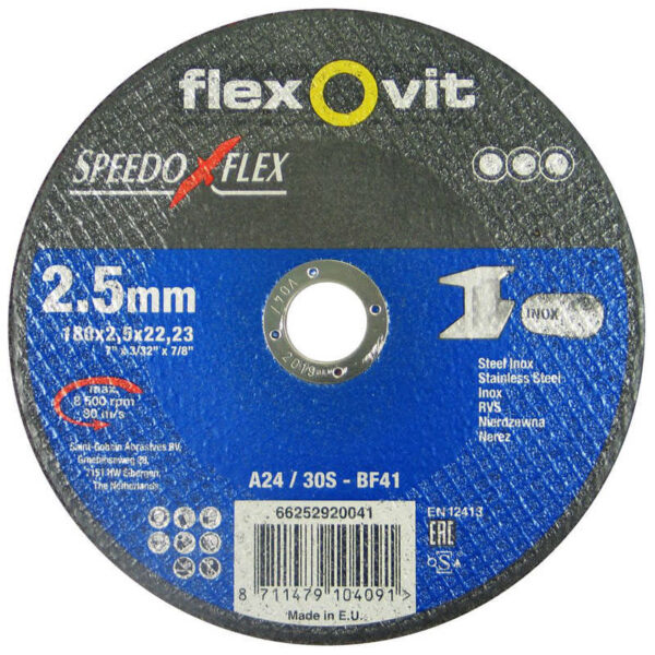 Flexovit Speedoflex vágókorong 180x2,5x22,2mm, BF41, fém-inox - Image 2